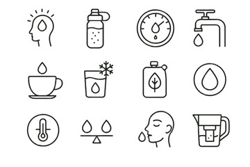 Mindful hydration jug symbol icon icons vector emblem morning tap chilled water
