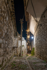 Albania Berat city old stone quarter stone house and street, Mangalem