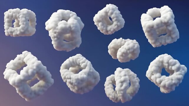 Cloud Shapes and Patterns, Abstract Art, Digital Environment, 3D Illustration, Creative Design, Atmospheric View, Unique Concept