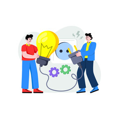 Morning design illustration of problem solving team