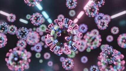 Microscopic view of coronavirus cells a global pandemic virus causing respiratory illness and health crisis.