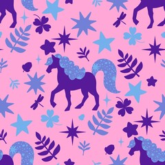 Christmas animals seamless horse pattern for wrapping paper and fabrics and party and kids print