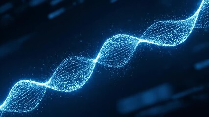Abstract blue light particles forming a DNA helix in motion - Powered by Adobe