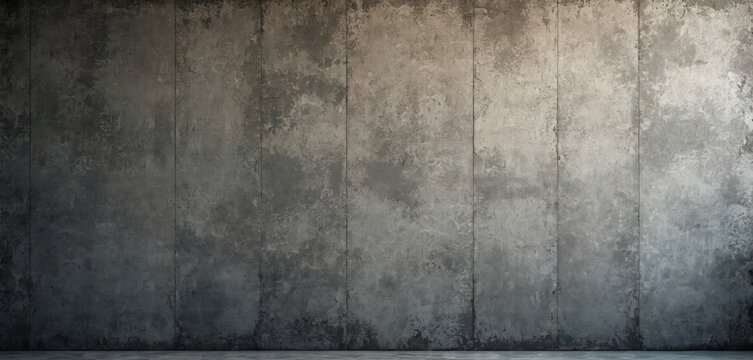 Grungy concrete wall texture with vertical seams and varied grey tones. Offers rough industrial background for diverse design projects. Suitable for urban or architectural themes.