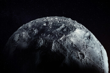 Obraz premium Celestial body with textured surface in space