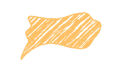 Wavy chalk speech bubble with sketch style and fluid diagonal edge. Talk symbol pairs chat and message communication in a hand drawn form for playful visual impact.