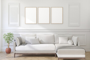 Fototapeta premium Tthree frame mockup. 3d render.