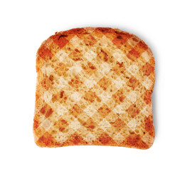 Toast bread slice with grill marks isolated on white
