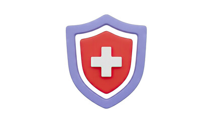 Obraz premium 3D Medical Shield with Cross Symbol on White Background
