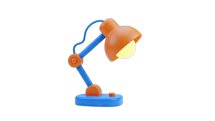 3D Animated Desk Lamp Glowing on White Background