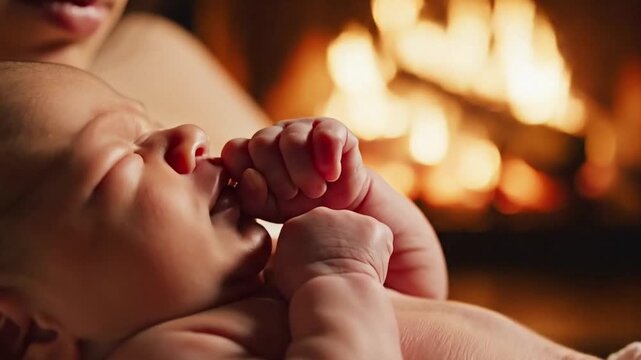 Newborn's Rooting Reflex on Parent's Chest