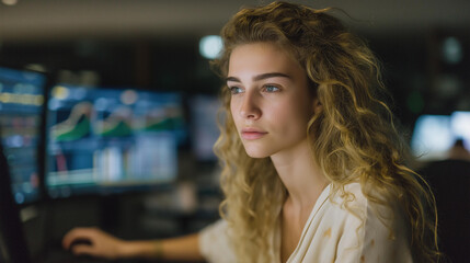 A data analyst showcasing expertise by transforming raw numbers into elegant visual insights, colorful dashboards revealing hidden trends that drive high-impact decisions. cinematic color