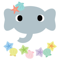 可愛いゾウのマーク　夏の貝殻