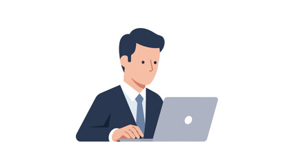 Man in Suit Working on Laptop Computer.