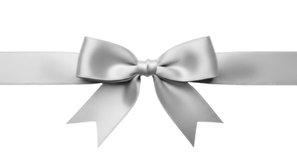 Satin Ribbon Bow Silver on a Transparent Background PNG