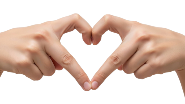 Heart Shaped Hand Gesture on a Transparent Background PNG Image - Powered by Adobe