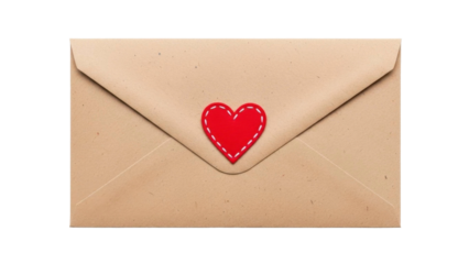 Sealed Envelope with Stitched Red Heart on a Transparent Background PNG Image