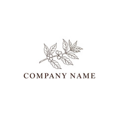 Minimalist Line Art Coffee Branch Logo Design.