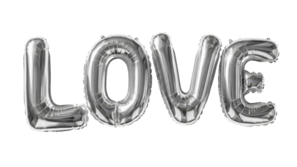 Love Foil Balloon Letters on a Transparent PNG Image