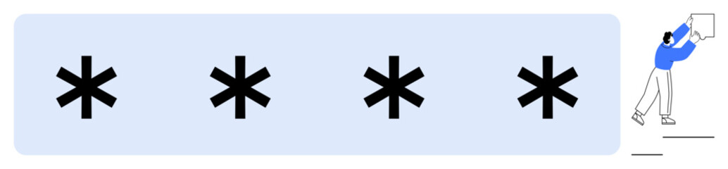 Obraz premium Password protection. Four asterisks secure password encryption. Password protection for data security, online authentication, and credential safety. Ideal for technology, cybersecurity, and privacy