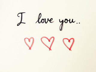 I love you with three hearts drawn below