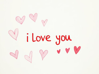 I love you written with hearts