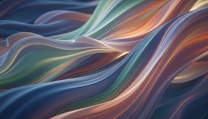 Naklejka premium Abstract Flowing Waves of Light in Cool and Warm Tones with Subtle Texture and Glow Effect Creating a Mesmerizing Backdrop