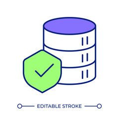 Data security line color icon. Secure database, data storage. Access control, regulatory audit. Information encryption. Isolated vector illustration. Flat colorful symbol design. Editable stroke