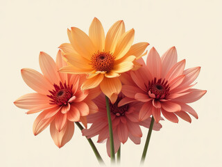 Vibrant flowers shades of orange and pink create cheerful display
