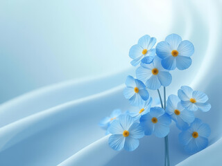 Delicate blue flowers on soft fabric create serene atmosphere