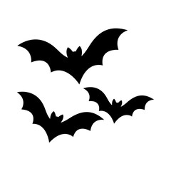 Flying Bats Silhouette Black Halloween Illustration for Spooky Night, Horror Theme, Gothic Decor and Dark Seasonal Design Use