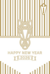 おしゃれシンプルな2026年午年年賀状
