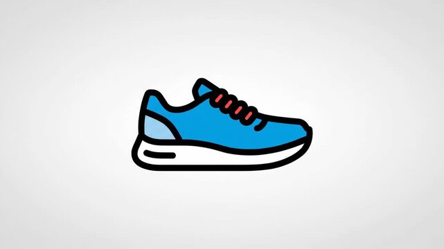 Modern blue athletic running shoe icon with vibrant red laces, a clear vector illustration symbolizing fitness, exercise, and sports for dynamic design projects and digital assets