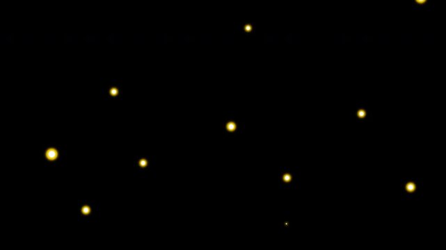 Gold neon glowing particles seamless loop on transparent background