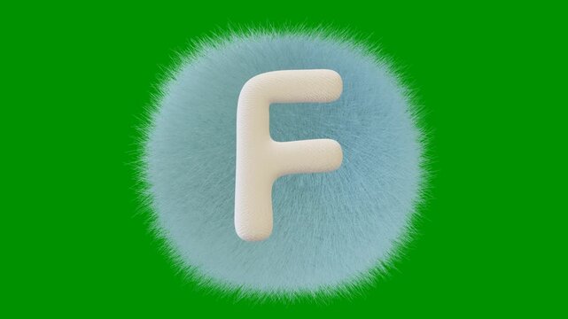 Alphabet animation from A-Z on green screen background. Alphabet animation in fur ball theme. Suitable for children's learning. Green screen background.