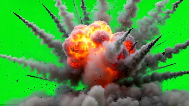 Massive Explosive Blast with Fiery Explosion and Smoke