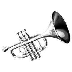 Trumpet vintage y2k halftone art, brass music instrument stipple brutalist retro vector png with transparent background, classic 2000s aesthetic photocopy effect tattoo © Twin Design