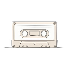 Obraz premium Retro audio cassette tape illustration of nostalgic analog media, vintage recording technology isolated on white