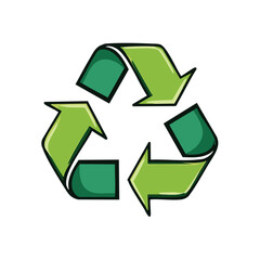 Obraz premium Cartoon style Green Recycle Symbol for Environmental Conservation and Sustainability