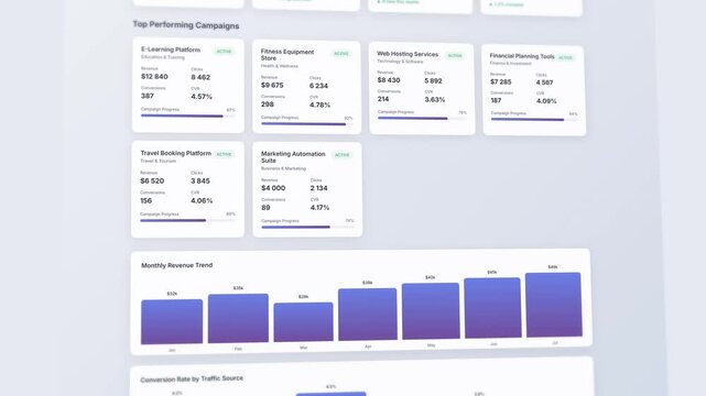 Detailed affiliate marketing dashboard template: comprehensive conversion tracking with close-up revenue performance analytics