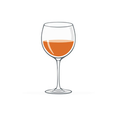 Elegant Wine Glass Filled with a Rose Tinted Drink on a White Background for Events and Celebrations