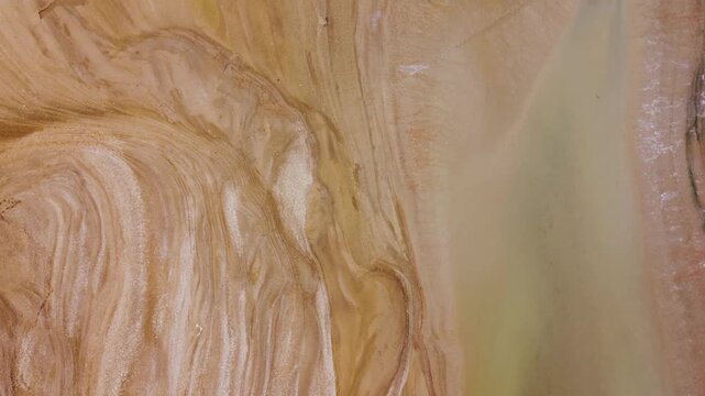 Aerial View of Dry Lake Bed Textures and Patterns near Mavrovo, North Macedonia