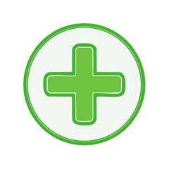 Obraz premium Green medical plus sign icon inside circle for healthcare symbol. Graphic health symbol for help