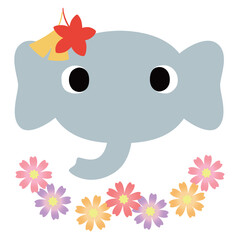 可愛いゾウのマーク　秋の紅葉