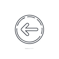 Fototapeta premium Left Arrow Outline Icon Within Dotted Circle Directional Navigation Symbol