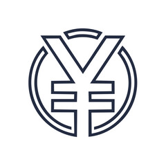 Obraz premium Minimalist Icon of Yen Symbol Enclosed in a Circle Line Art Design for Finance and Currency Concepts