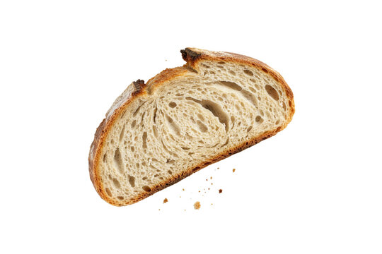 Sourdough bread slice, rustic with transparent background.