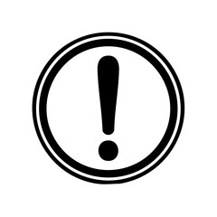 Black Exclamation Point Symbol Inside a Double Circle Frame Alerting of Warning or Danger or Hazard