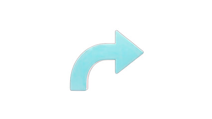 Blue Curved Arrow Pointing Right on White Background