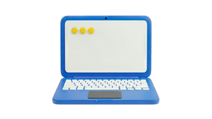 Blue Laptop with White Screen Isolated on White Background